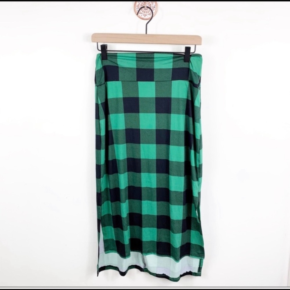 NWT Piphany Brooklyn Plaid Hi Low Skirt Small